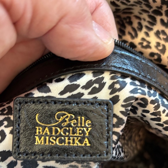 Badgley Mischka Belle black leather satchel with Gold Studs - Picture 13 of 14